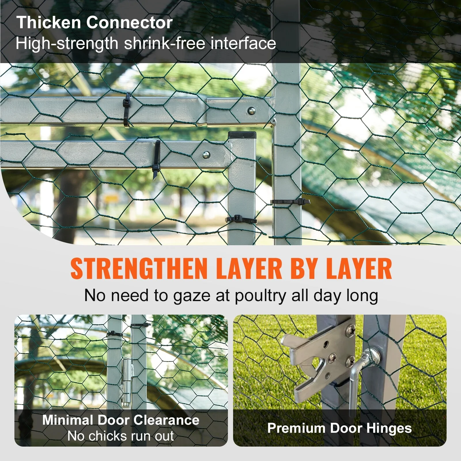 VEVOR Large Metal Chicken Coop with Run Walkin Chicken Coop for Yard with Waterproof Cover 6.6 x 9.8 x 6.6 ft - Peaked Roof - Curated Treasures Market