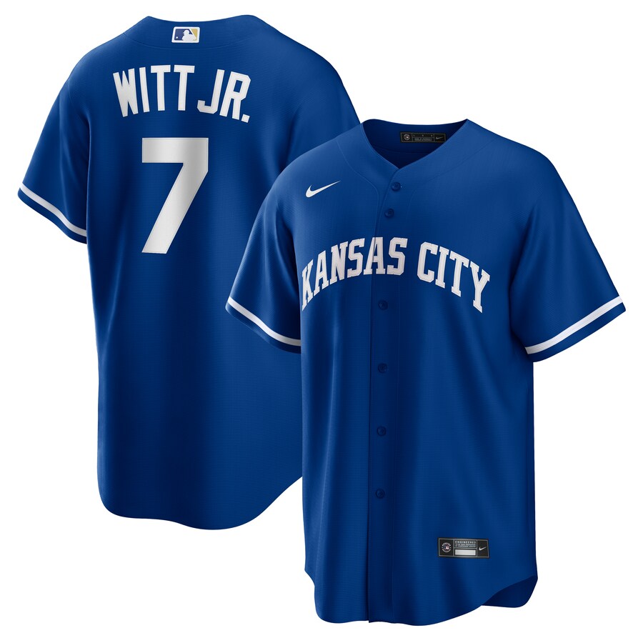 Men's Kansas City Royals Bobby Witt Jr. Nike Rush Blue Alternate 2 Replica Jersey