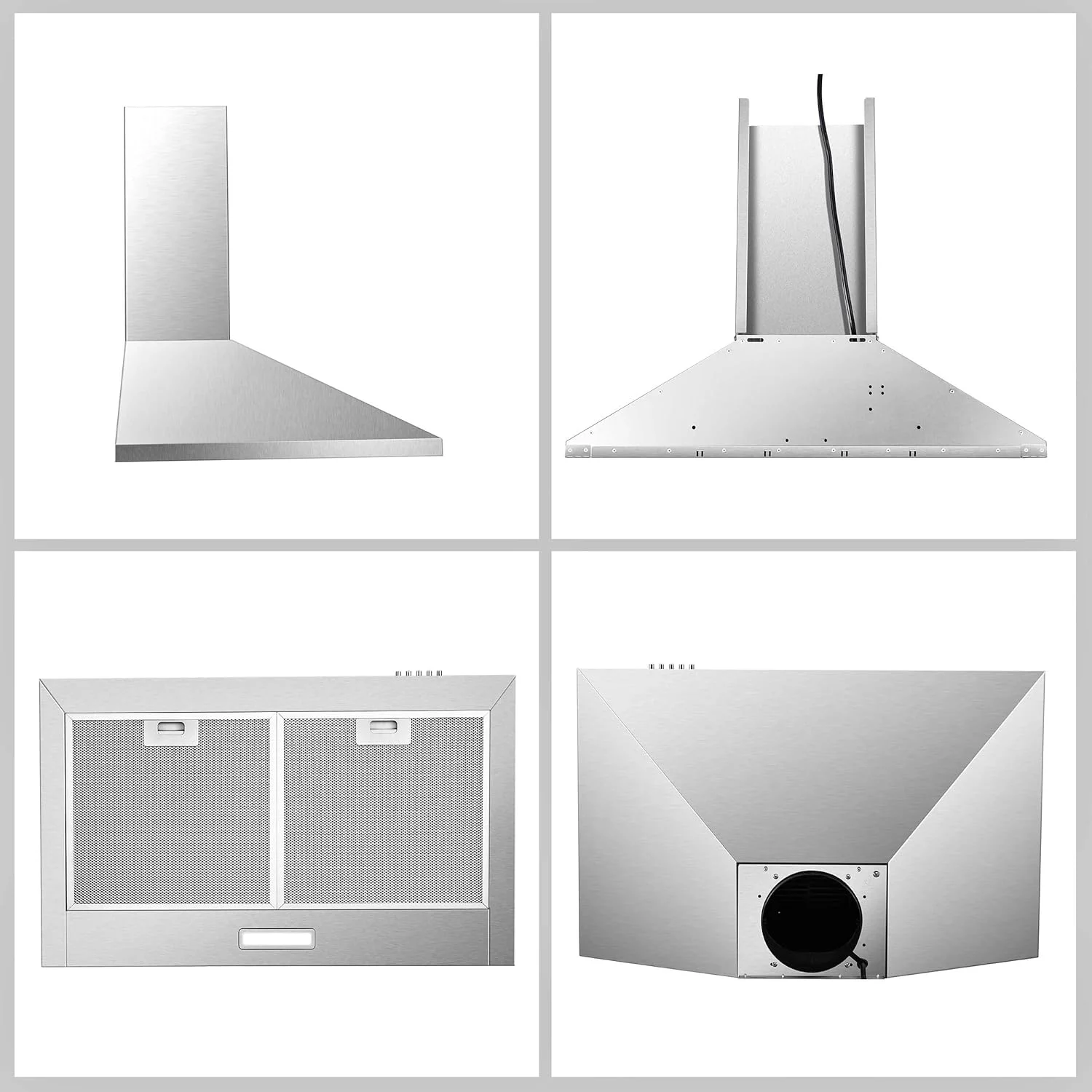 Range Hood 30 inch Wall Mounted Range Hood in Stainless Steel Convertible Stove Vent Hood 3 Speed