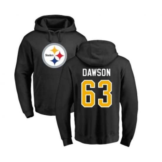 Football Pittsburgh Steelers #63 Dermontti Dawson Black Name & Number Logo Pullover Hoodie
