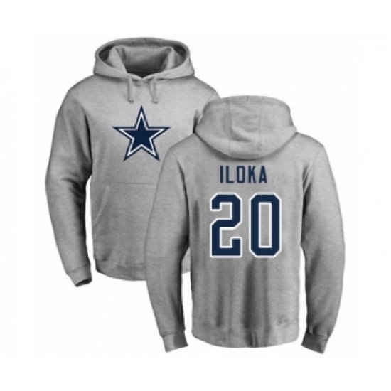 Football Dallas Cowboys #20 George Iloka Ash Name & Number Logo Pullover Hoodie