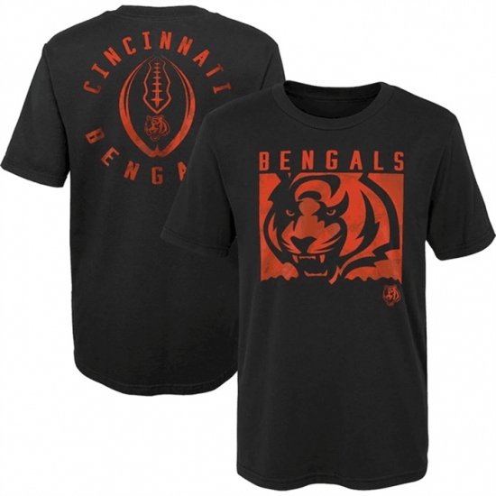 Men's Cincinnati Bengals Black Preschool Liquid Camo Logo T Shirt