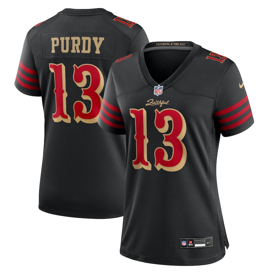 Women's San Francisco 49ers Brock Purdy Nike Black 2025 Rivalries Collection Game Jersey