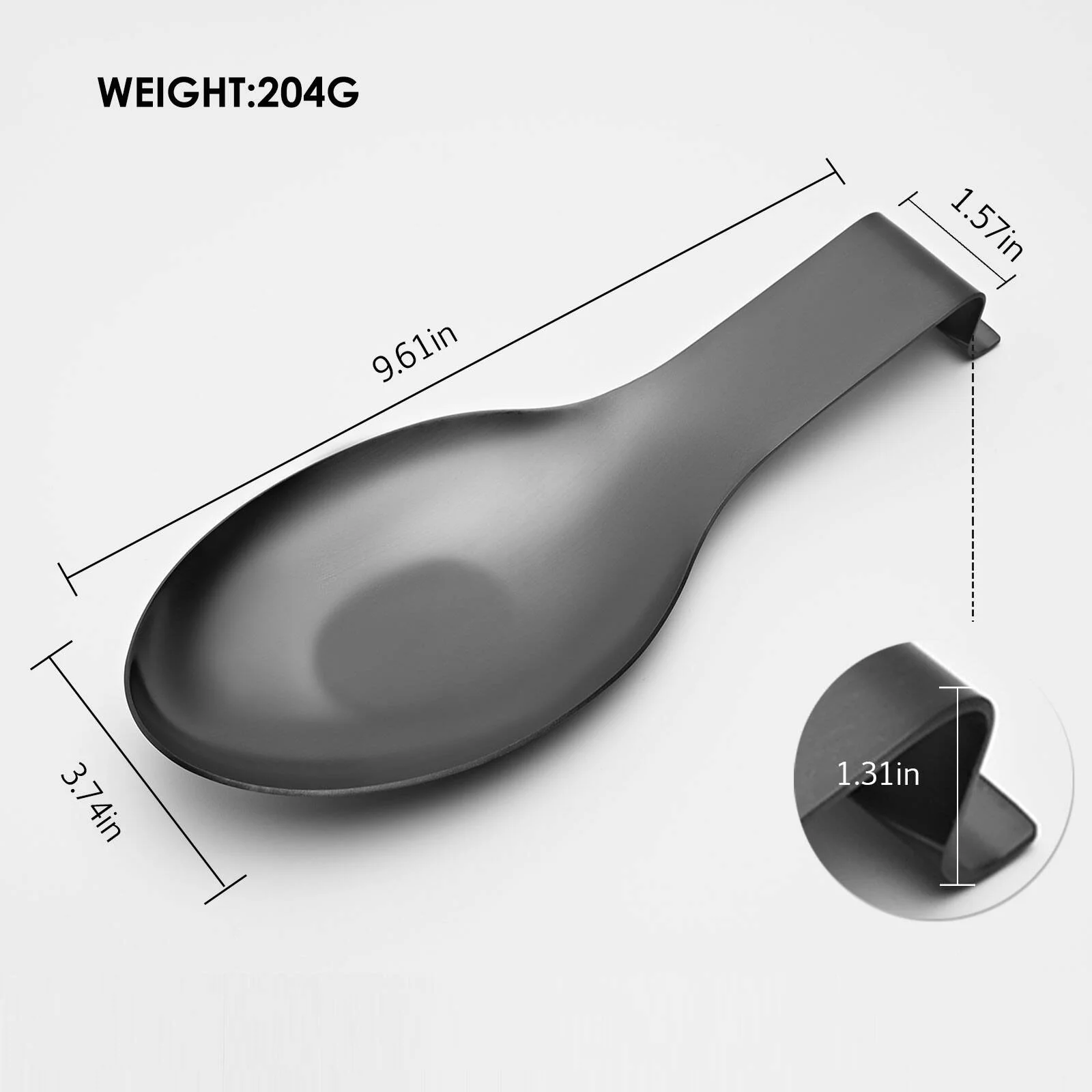 Stainless Steel Black Spoon Rest for Kitchen Counter Cooking Utensil Rest Spoon Ladle Holder for Stove Top Rust Resistant Large Size Spatula Rest Dishwasher Safe 9.61 x 3.74 Inch(2PCS) - Curated Treasures Market