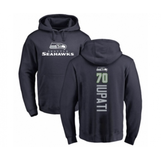 Football Seattle Seahawks #70 Mike Iupati Navy Blue Backer Pullover Hoodie