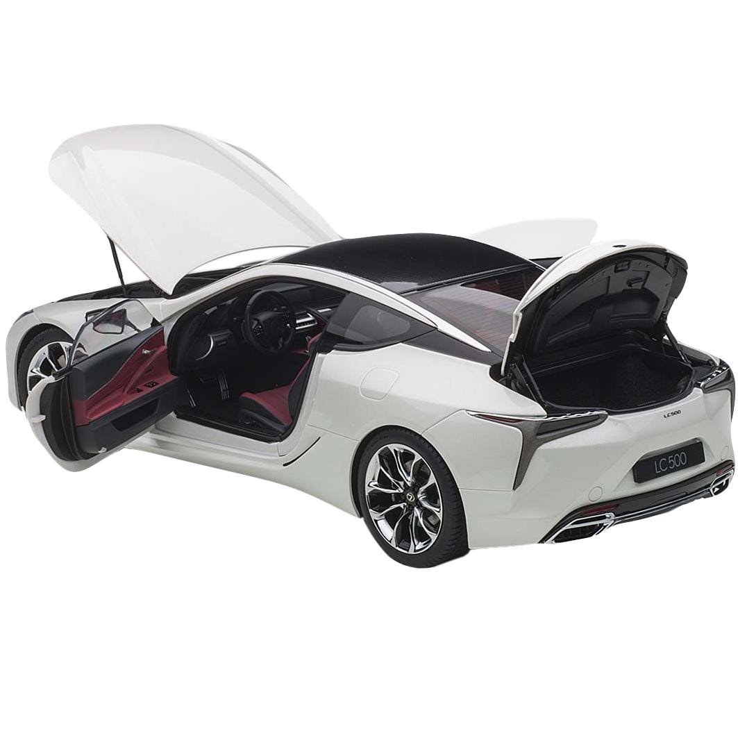 Lexus LC500 Metallic White with Dark Rose Interior and Carbon Top 1/18 Model Car by AUTOart 78872