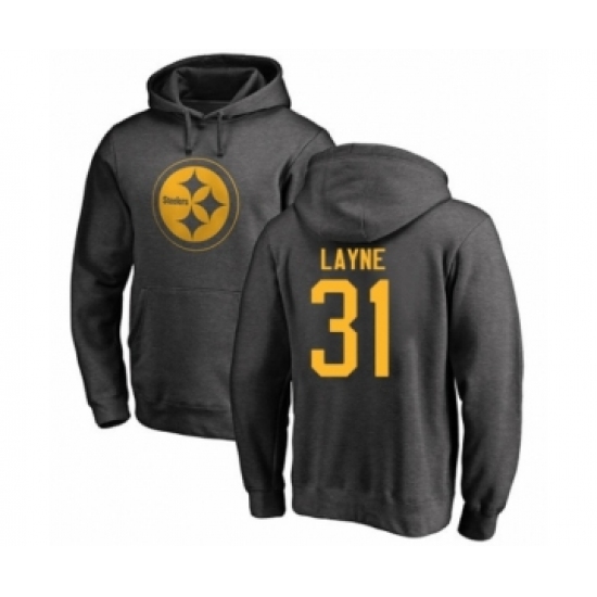 Pittsburgh Steelers #31 Justin Layne Ash One Color Pullover Hoodie