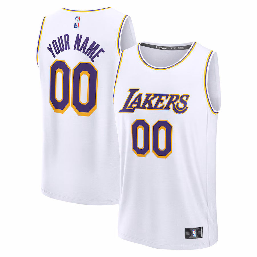 Youth Los Angeles Lakers Fanatics White Fast Break Custom Replica Jersey - Association Edition