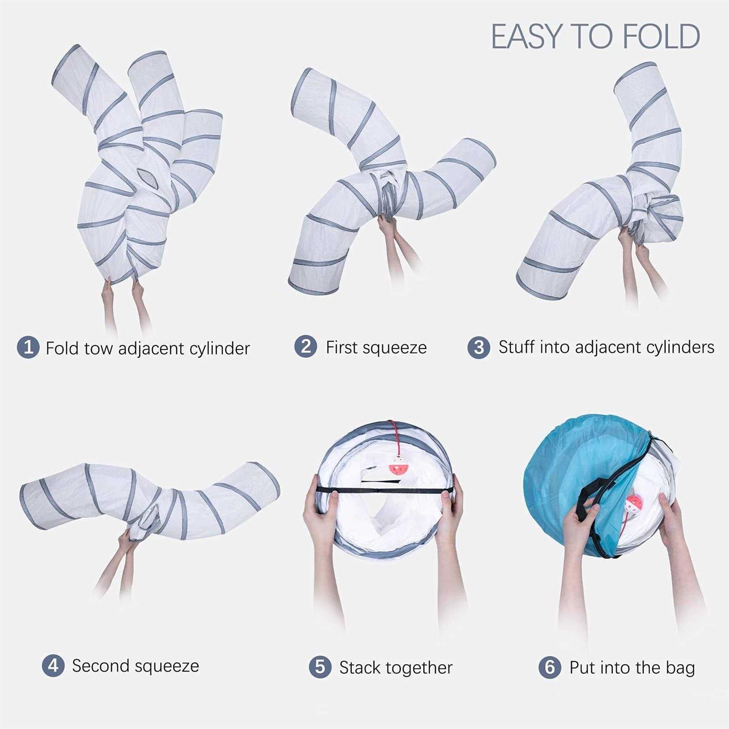 EgETOTA cat Tunnel for Indoor cats Large with Play Ball S-Shape 5 Way collapsible Interactive Peek Hole Pet Tube Toys