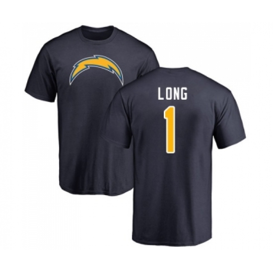 Football Los Angeles Chargers #1 Ty Long Navy Blue Name & Number Logo T-Shirt