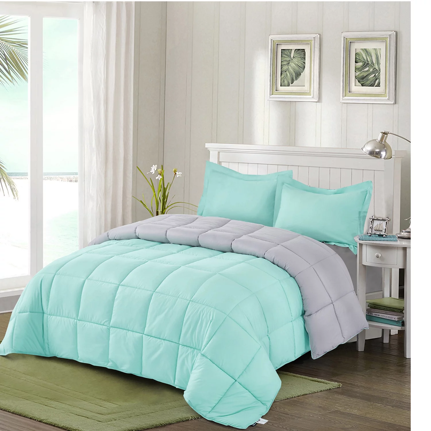 Unique Home Alternative 2pc Goose Down Clearance Comforter Soft Premium Color Duvet Covers Comforter Set (Twin, Light Blue) - Curated Treasures Market