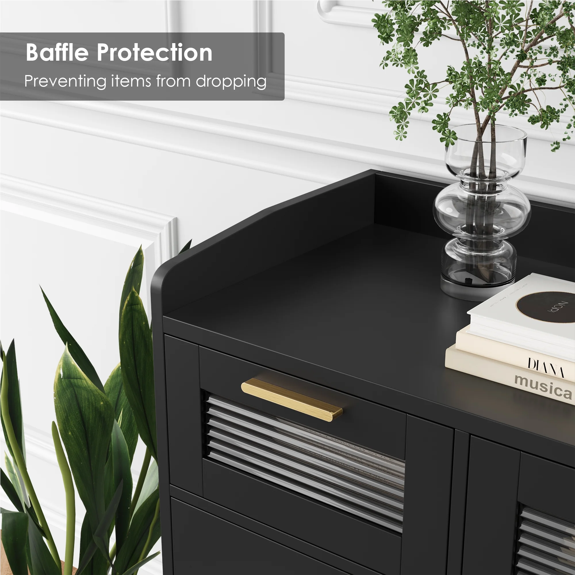 Homfa 7 Drawer White Dresser for Bedroom, Glass Panel Wood Storage Cabinet for Living Room Dining Room