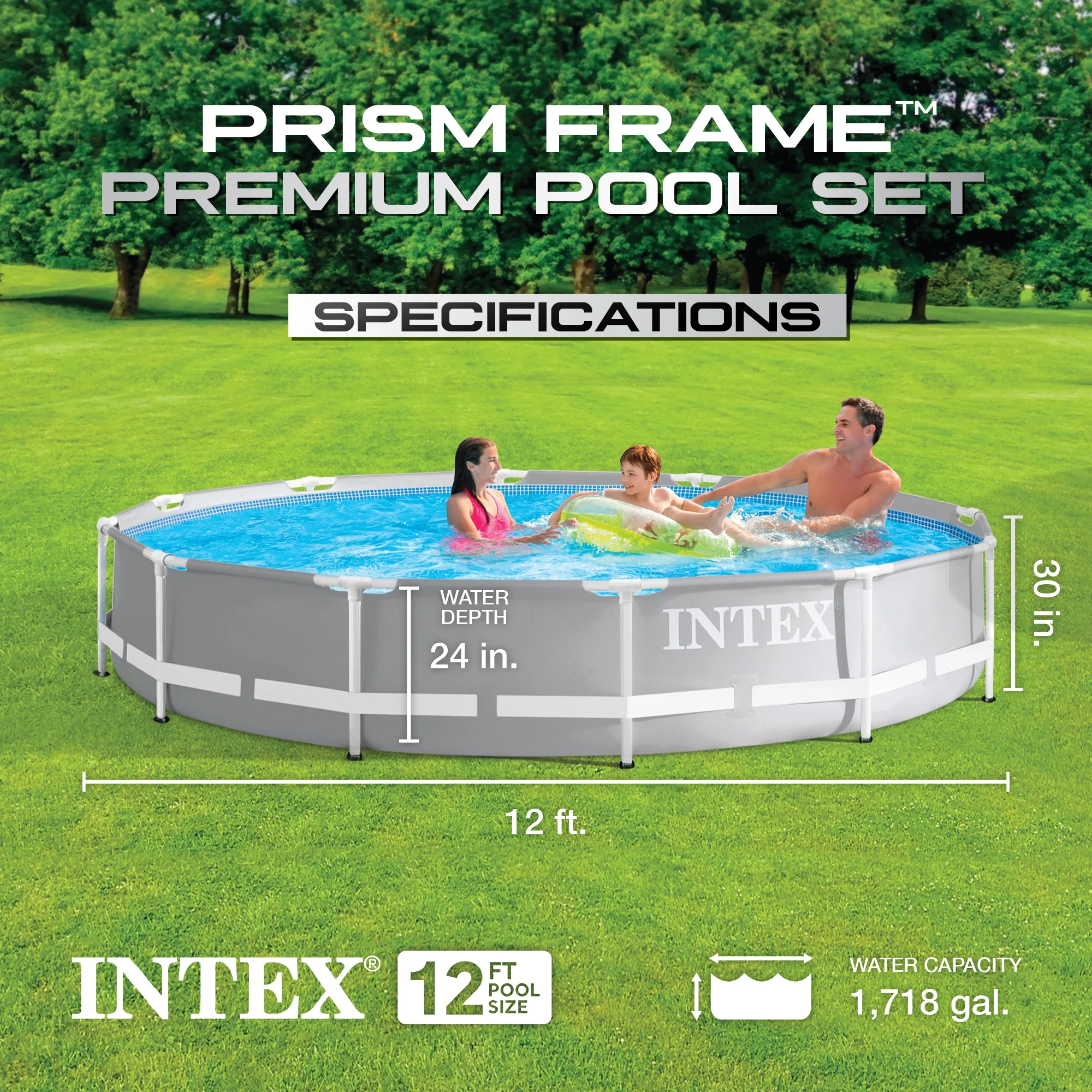 Intex 12' x 30 Prism Frame Premium Round Swimming Pool Set