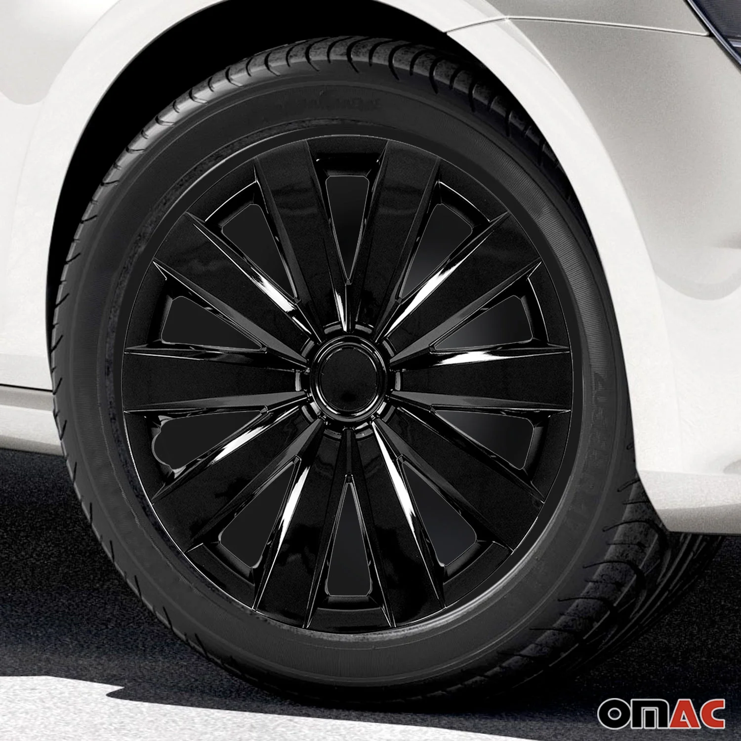 OMAC 16 Wheel Covers Hubcaps 4Pcs for Nissan Black