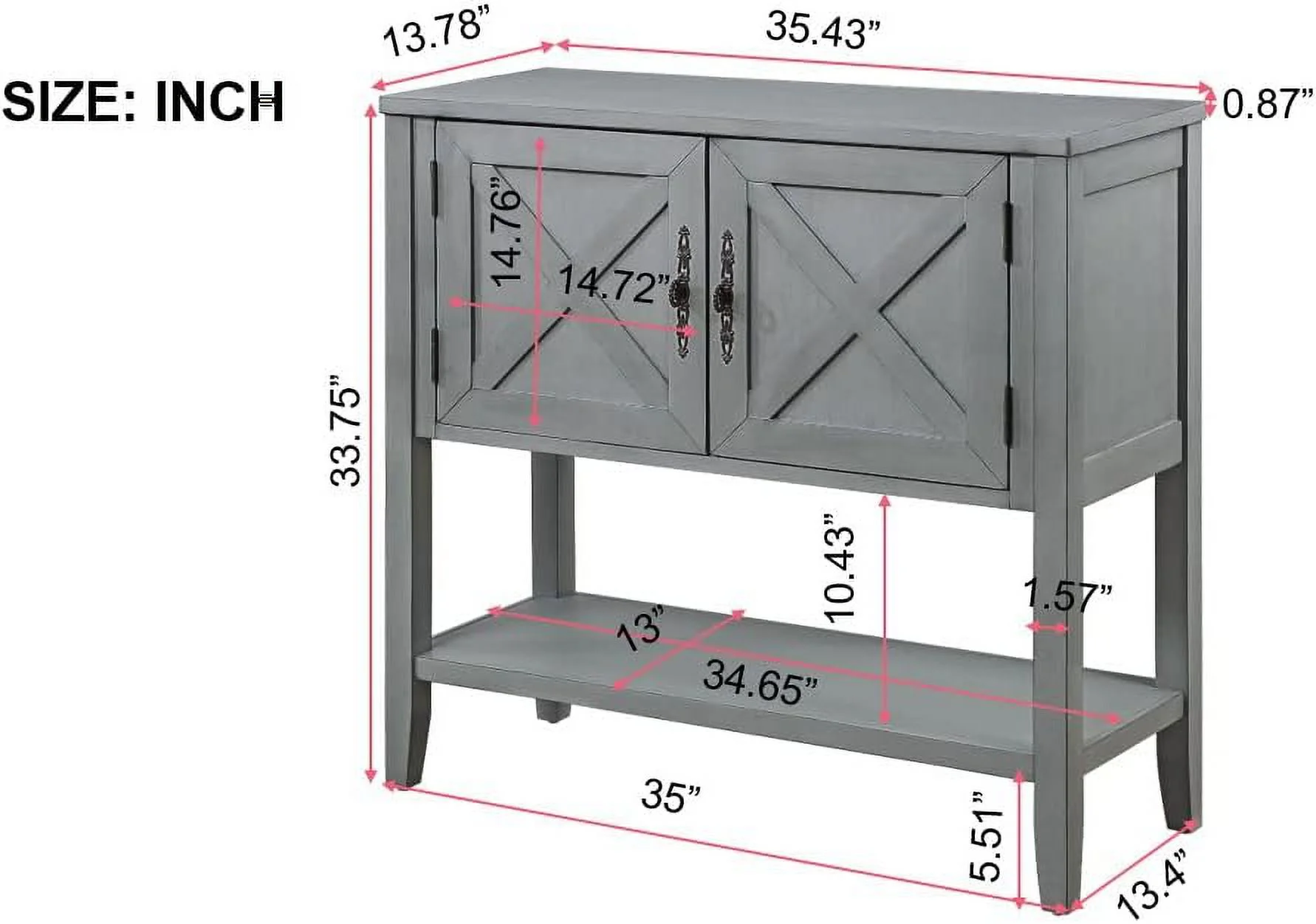 xrboomlife 35 Inch Farmhouse Wood Buffet Sideboard Console Table with Bottom  and 2-Door Cabinet  for Living Room  Entryway Kitchen Dining Room  (Navy Blue)\u2026 - Curated Treasures Market