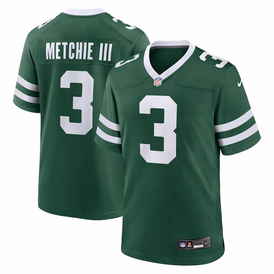 Men's New York Jets John Metchie III Nike Legacy Green Team Game Jersey