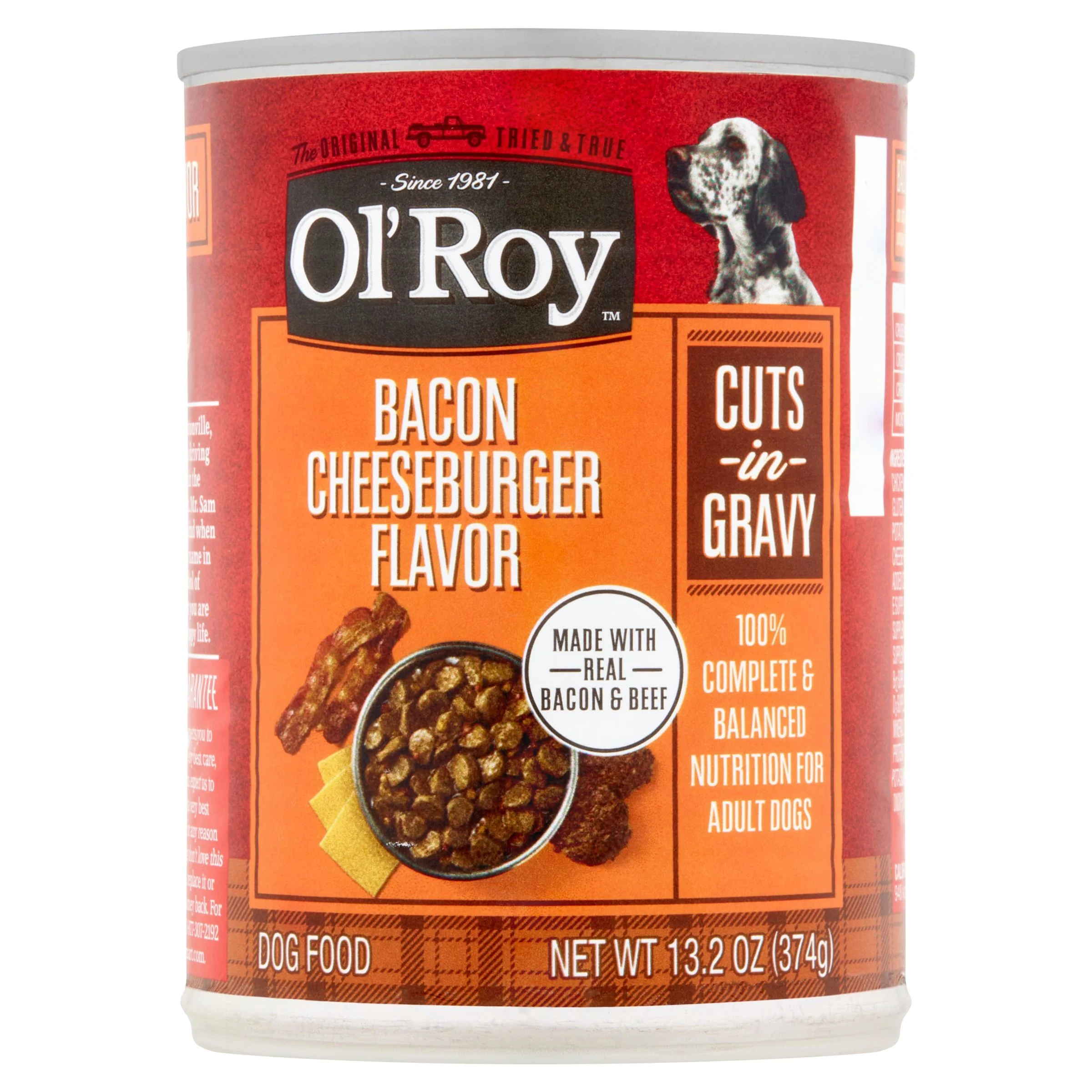 (4 pack) Ol' Roy Bacon Cheeseburger Flavor Cuts in Gravy Wet Dog Food, 13.2 oz Can - Curated Treasures Market