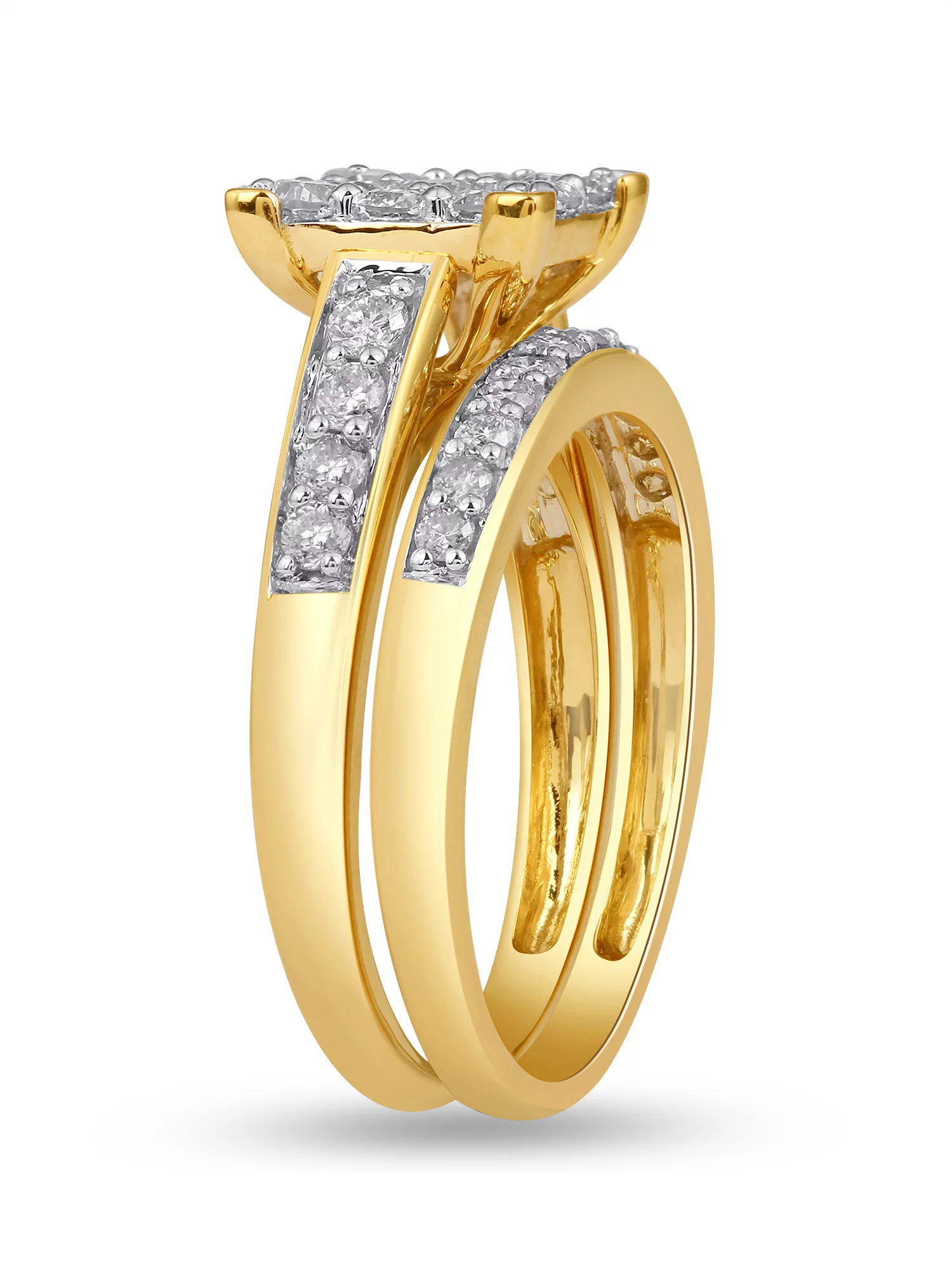 Forever Bride 1.00 Carat T.W. Diamond Wedding Ring Set in 10K Yellow Gold (L, I2-I3) - Curated Treasures Market