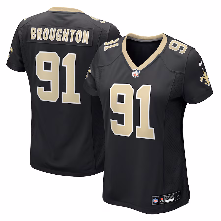 Women's New Orleans Saints Vernon Broughton Nike Black Team Game Jersey