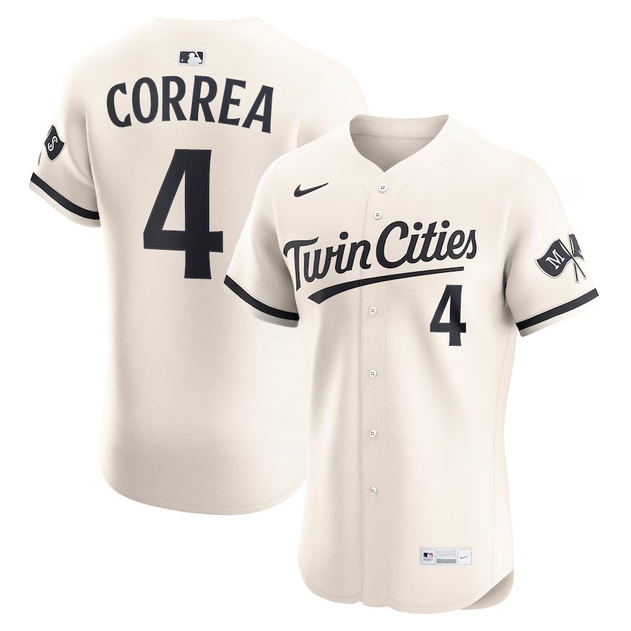 Men's Minnesota Twins Carlos Correa Nike Cream Alternate Elite Player Jersey