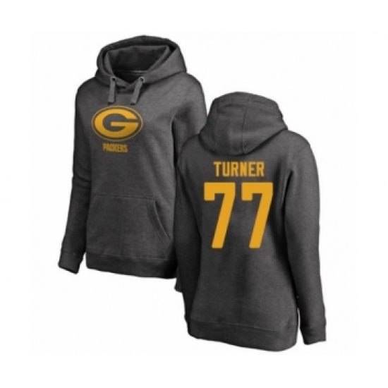 Football Women's Green Bay Packers #77 Billy Turner Ash One Color Pullover Hoodie