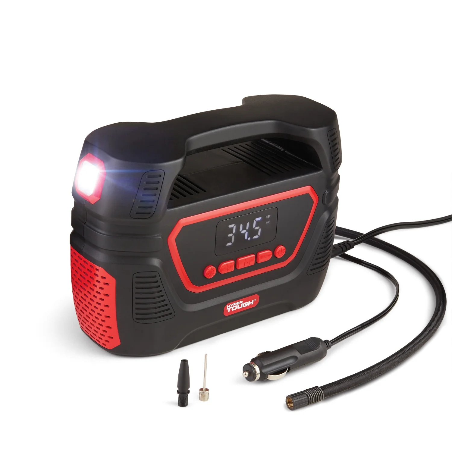 Hyper Tough Dual Power Digital Inflator for P195/65R15 Car Tire, Car-DC 12V or Home-AC 120V