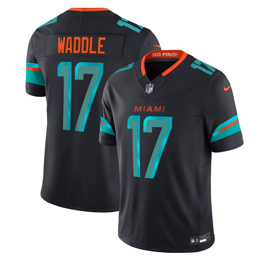 Men's Miami Dolphins Jaylen Waddle Nike Pitch Blue 2025 Rivalries Collection Limited Jersey
