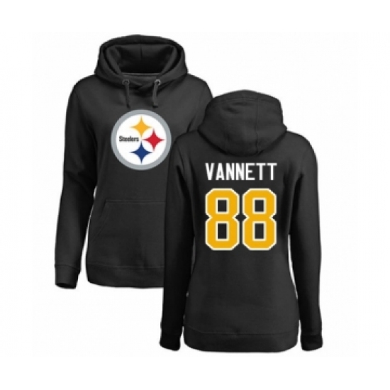 Women's Pittsburgh Steelers #88 Nick Vannett Black Name & Number Logo Pullover Hoodie