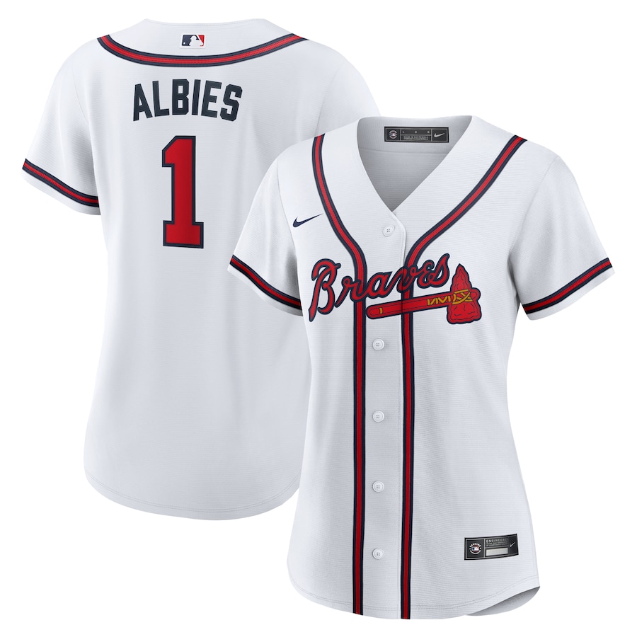 Women's Atlanta Braves Ozzie Albies Nike White Home Replica Jersey
