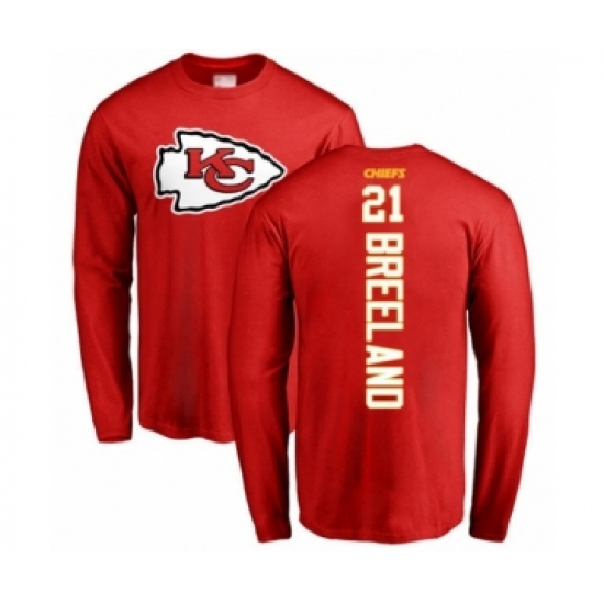 Football Kansas City Chiefs #21 Bashaud Breeland Red Backer Long Sleeve T-Shirt