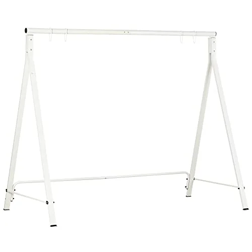 Outsunny Metal Porch Swing Stand, Heavy Duty Swing Frame, Hanging Chair Stand Only, 528 LBS Weight Capacity, for Backyard, Patio, Lawn, Playground, White - Curated Treasures Market