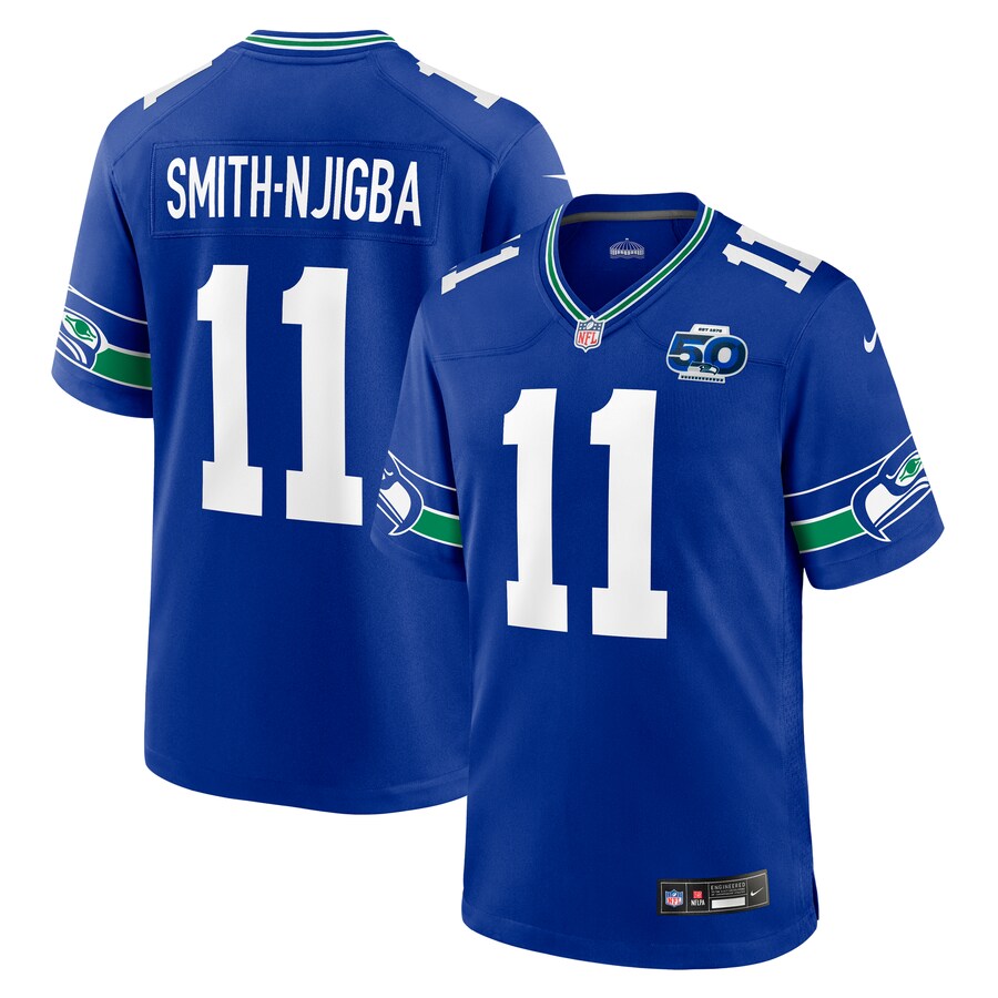 Men's Seattle Seahawks Jaxon Smith-Njigba Nike Royal Alternate 50th Season Game Jersey