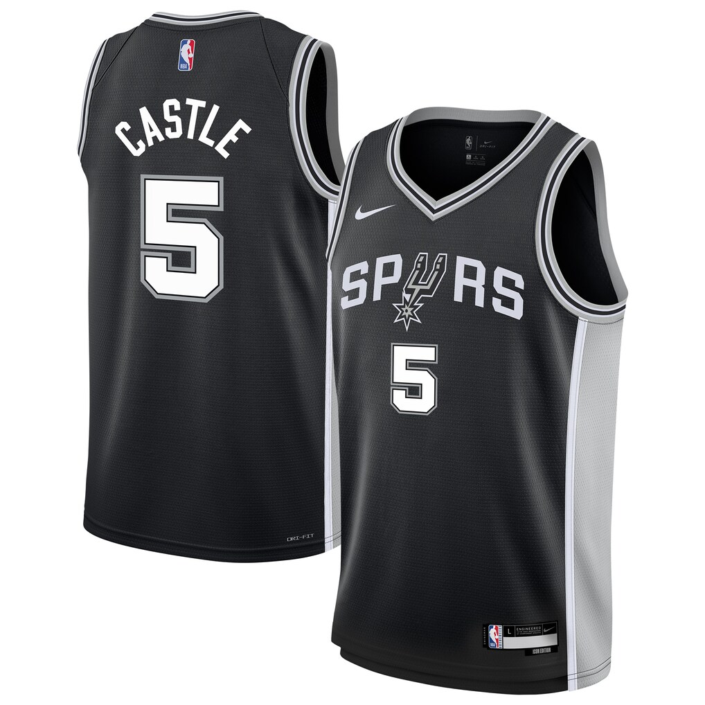Youth San Antonio Spurs Stephon Castle Nike Black Swingman Jersey - Icon Edition