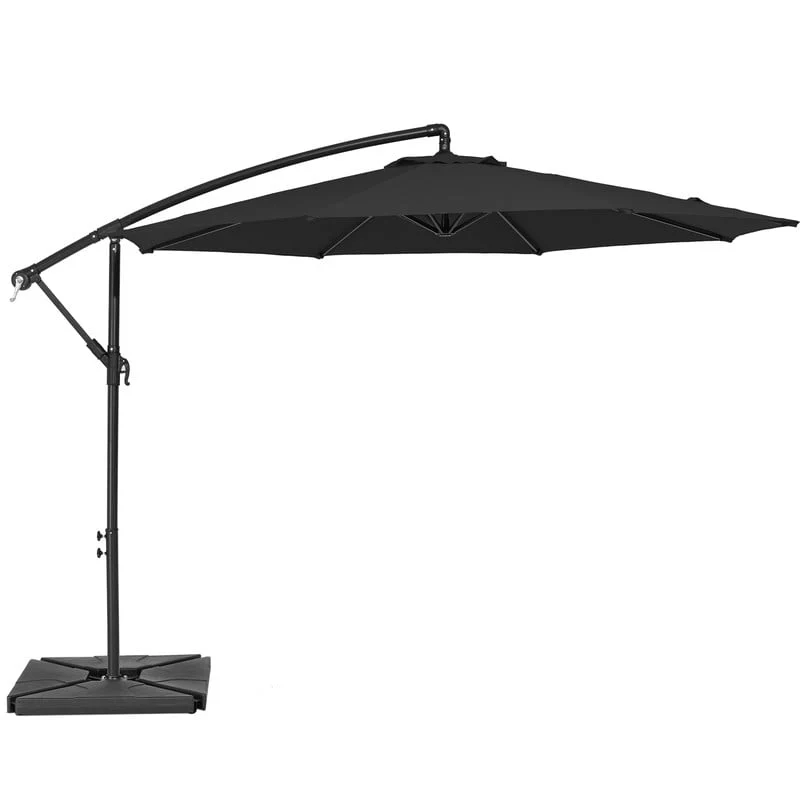 JUSTLET 10ft Heavy Duty Patio Hanging Offset Cantilever Patio Umbrella W/ 4-Piece Base Included Included, Beige