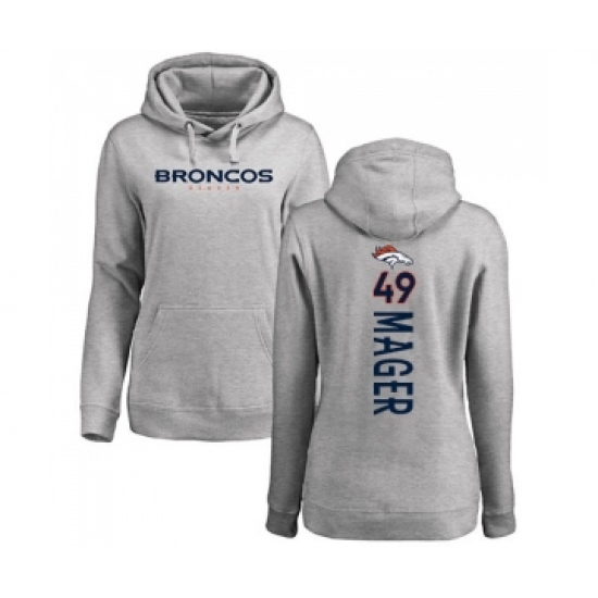 Football Women's Denver Broncos #49 Craig Mager Ash Backer Pullover Hoodie
