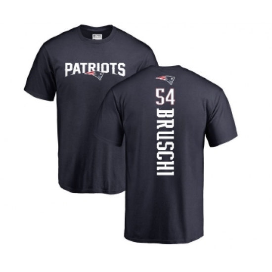 Football New England Patriots #54 Tedy Bruschi Navy Blue Backer T-Shirt