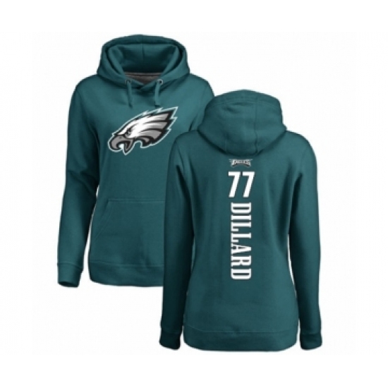 Women's Philadelphia Eagles #77 Andre Dillard Green Backer Pullover Hoodie