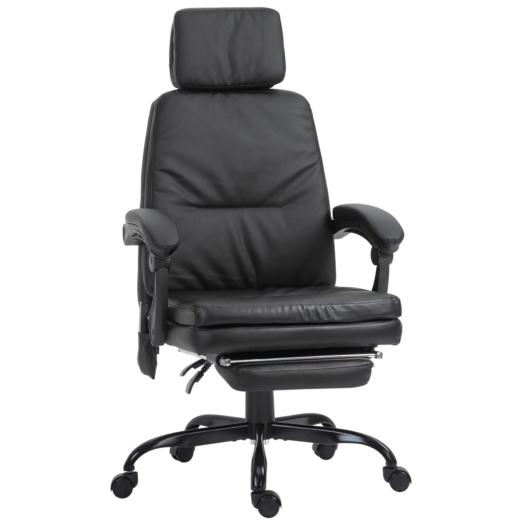 Vinsetto 6-Point Vibration Massage Office Chair Faux Leather w/ Wheel, Black - Curated Treasures Market