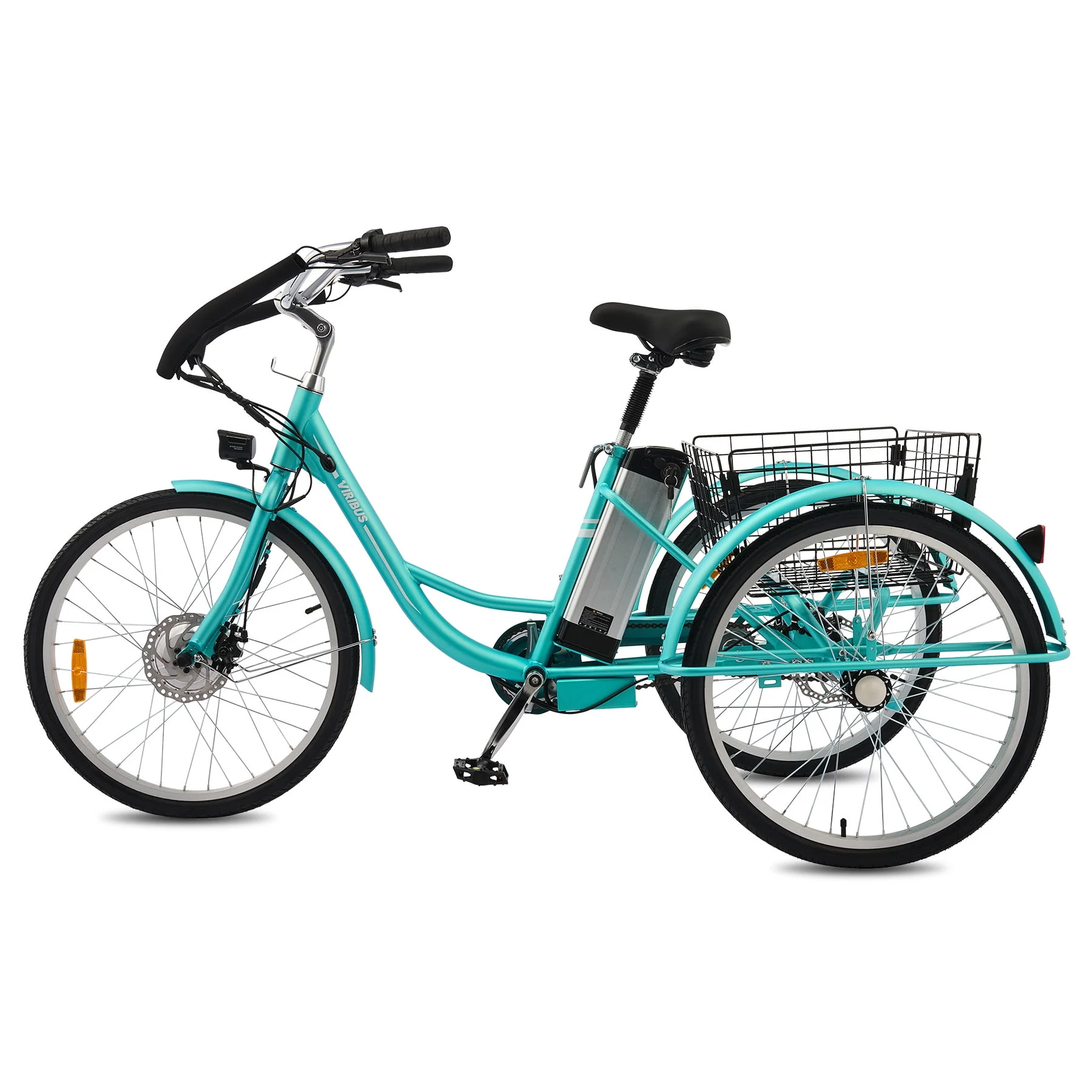 VIRIBUS 26 Electric Tricycle 350W Cruiser Tricycle w Basket 36V 10Ah Cream