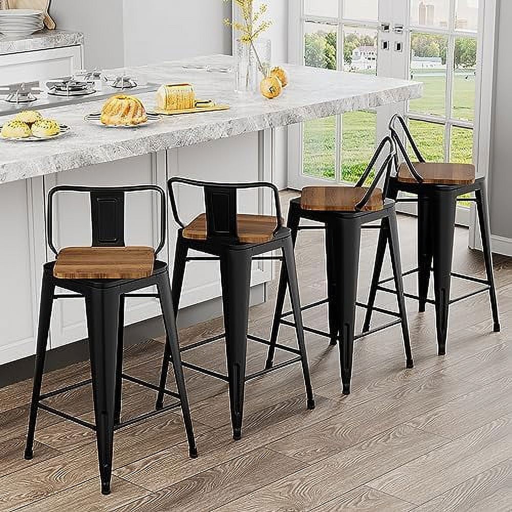 HOOMHIBIU 26 Inch Swivel  Stools Set of 4 Counter Height Stools Industrial Metal Barstools (26 inch  Distressed White) - Curated Treasures Market