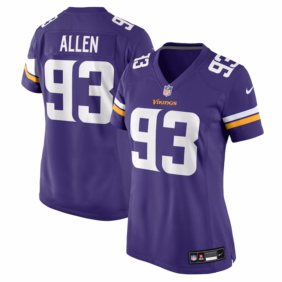 Women's Minnesota Vikings Jonathan Allen Nike Purple Team Game Jersey