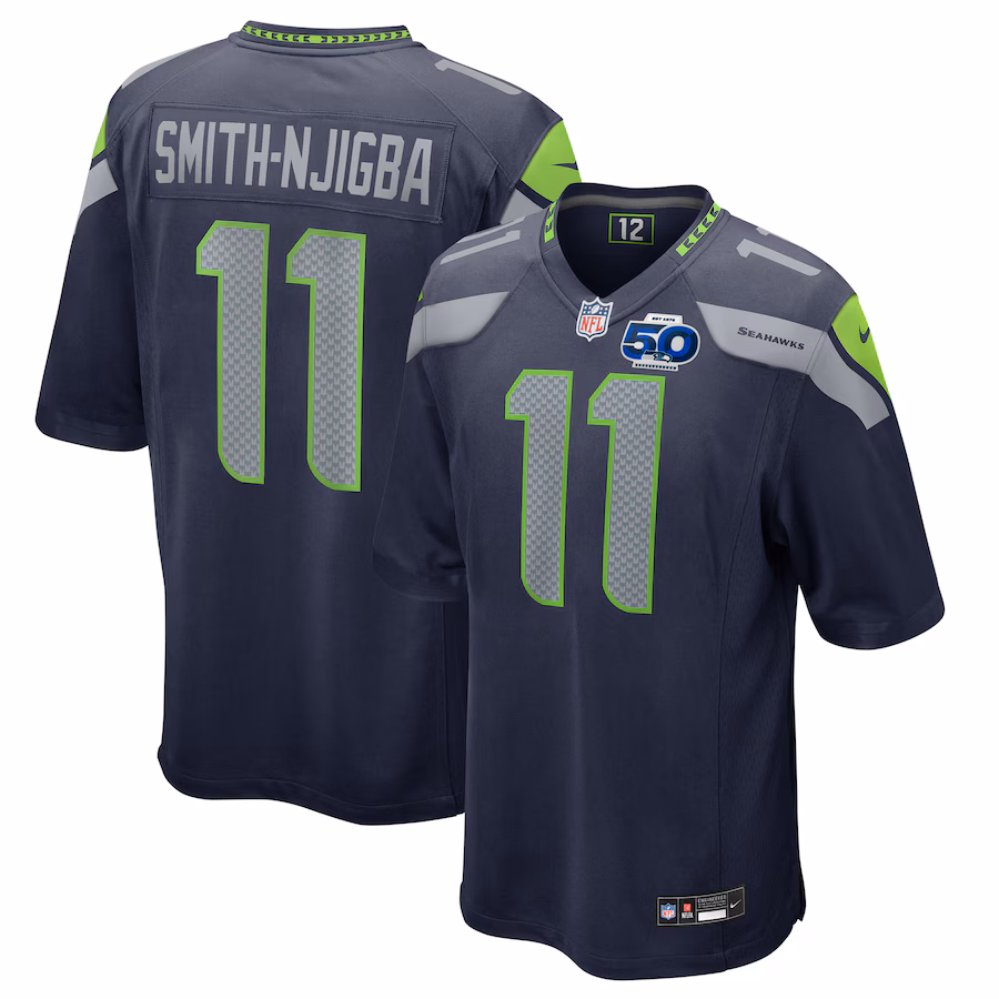 Men's Seattle Seahawks Jaxon Smith-Njigba Nike College Navy Team 50th Season Game Jersey