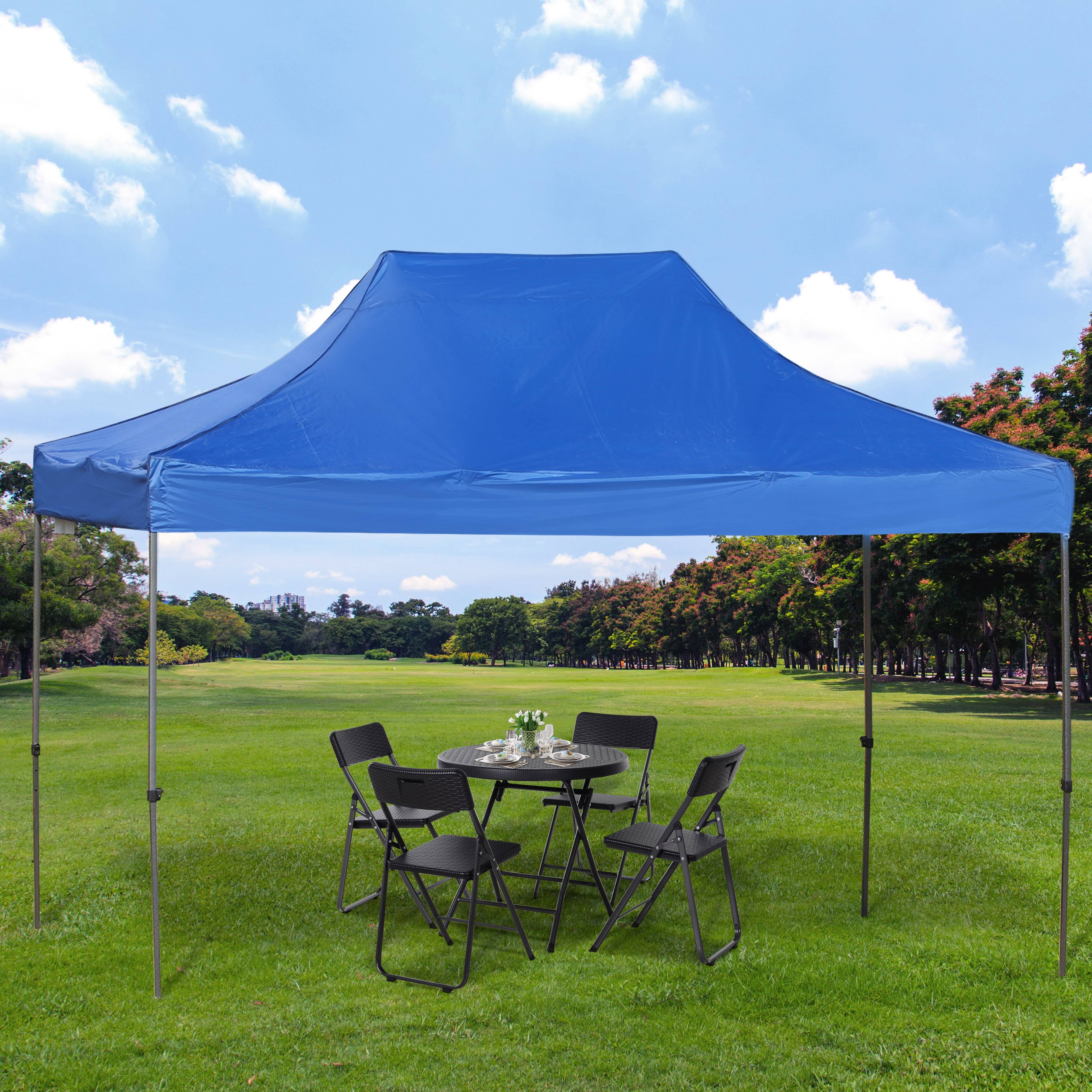 Outsunny 9.7& x 14.5& Folding Gazebo Steel Canopy Party Tent with Carry Bag - Blue