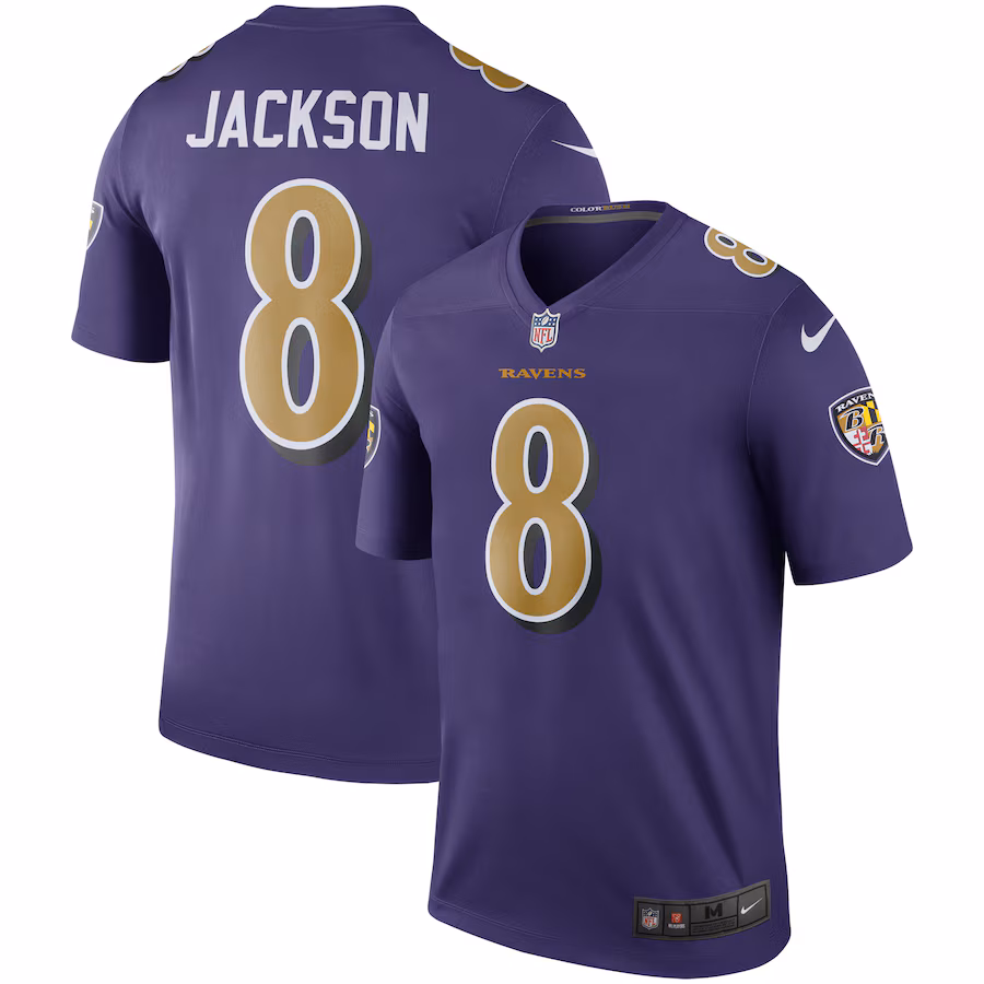 Men's Baltimore Ravens Lamar Jackson Nike Purple Legend Player Performance Top