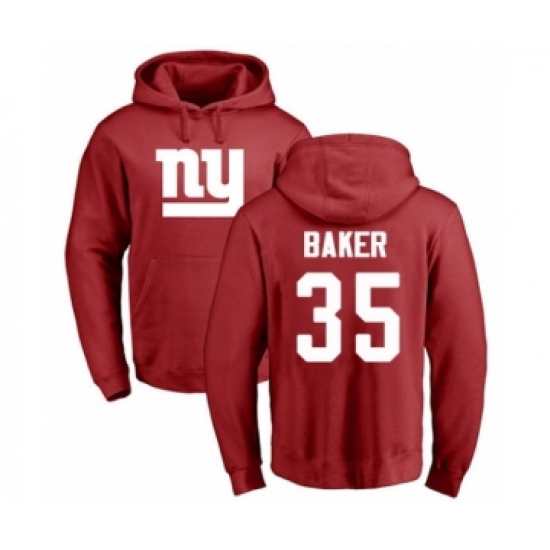 Football New York Giants #35 Deandre Baker Red Name & Number Logo Pullover Hoodie