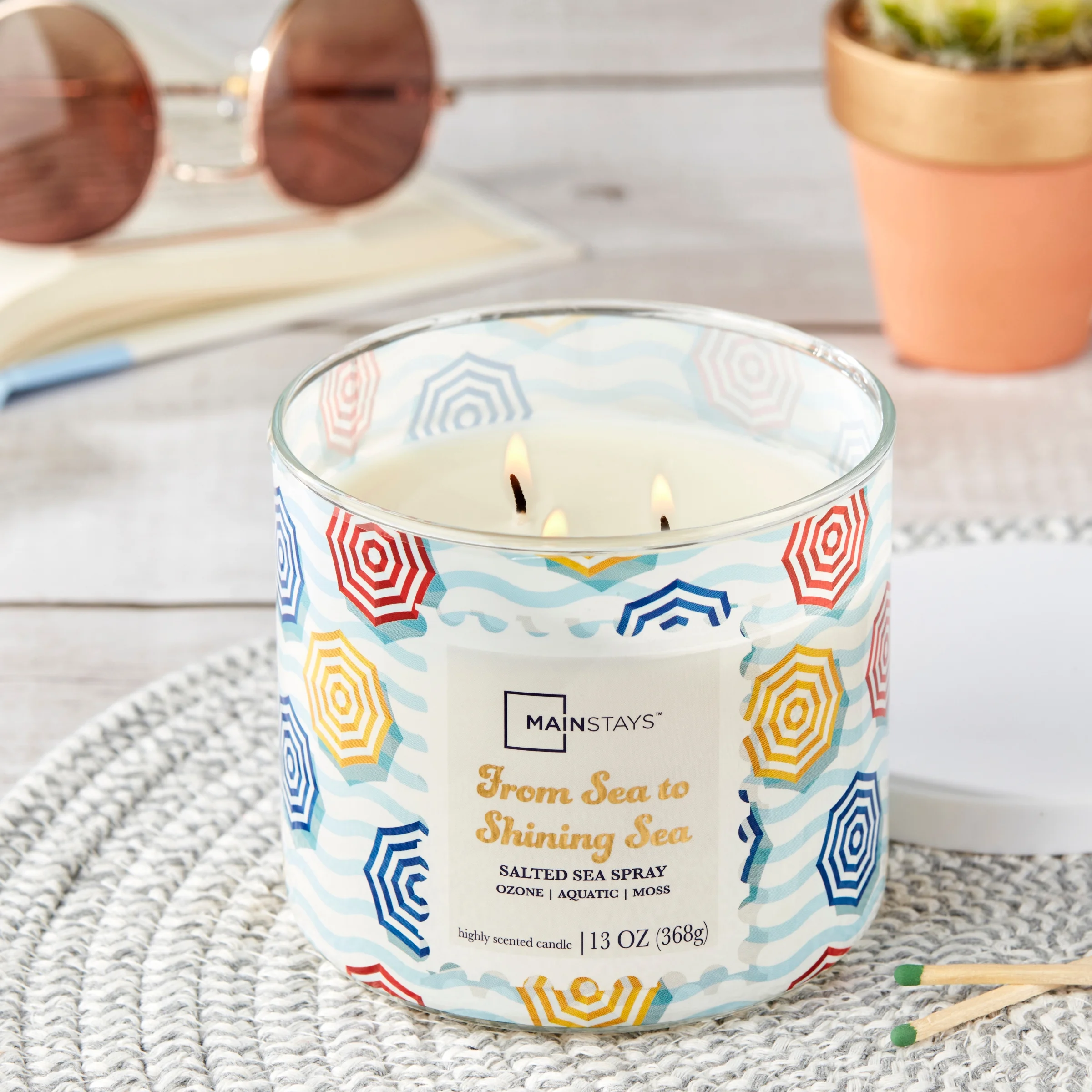 Mainstays 3-Wick Wrapped From Sea to Shining Sea Scented Candle, 13 oz - Curated Treasures Market