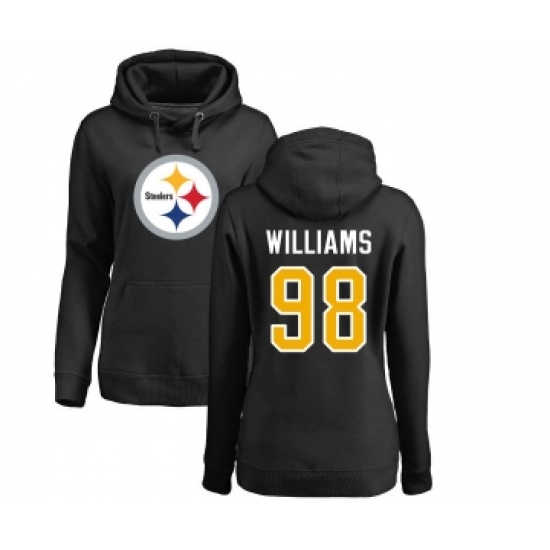 Football Women's Pittsburgh Steelers #98 Vince Williams Black Name & Number Logo Pullover Hoodie