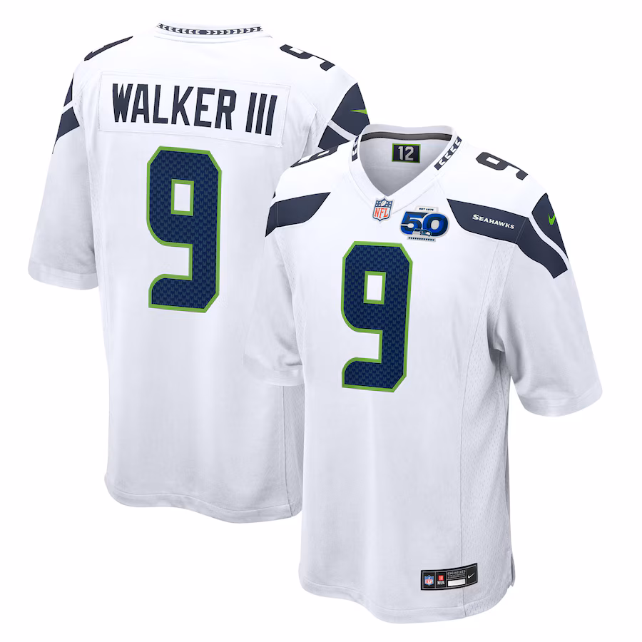 Men's Seattle Seahawks Kenneth Walker III Nike White 50th Season Game Jersey