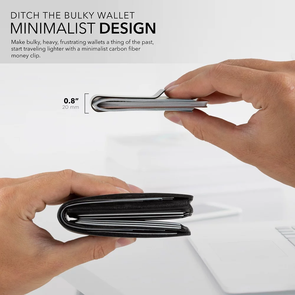 Serman Brands Carbon Fiber Money Clip | Sleek and Stylish | Front Pocket Slim Clip | Convenient Quick Access for Men | Diamond Blue - Curated Treasures Market