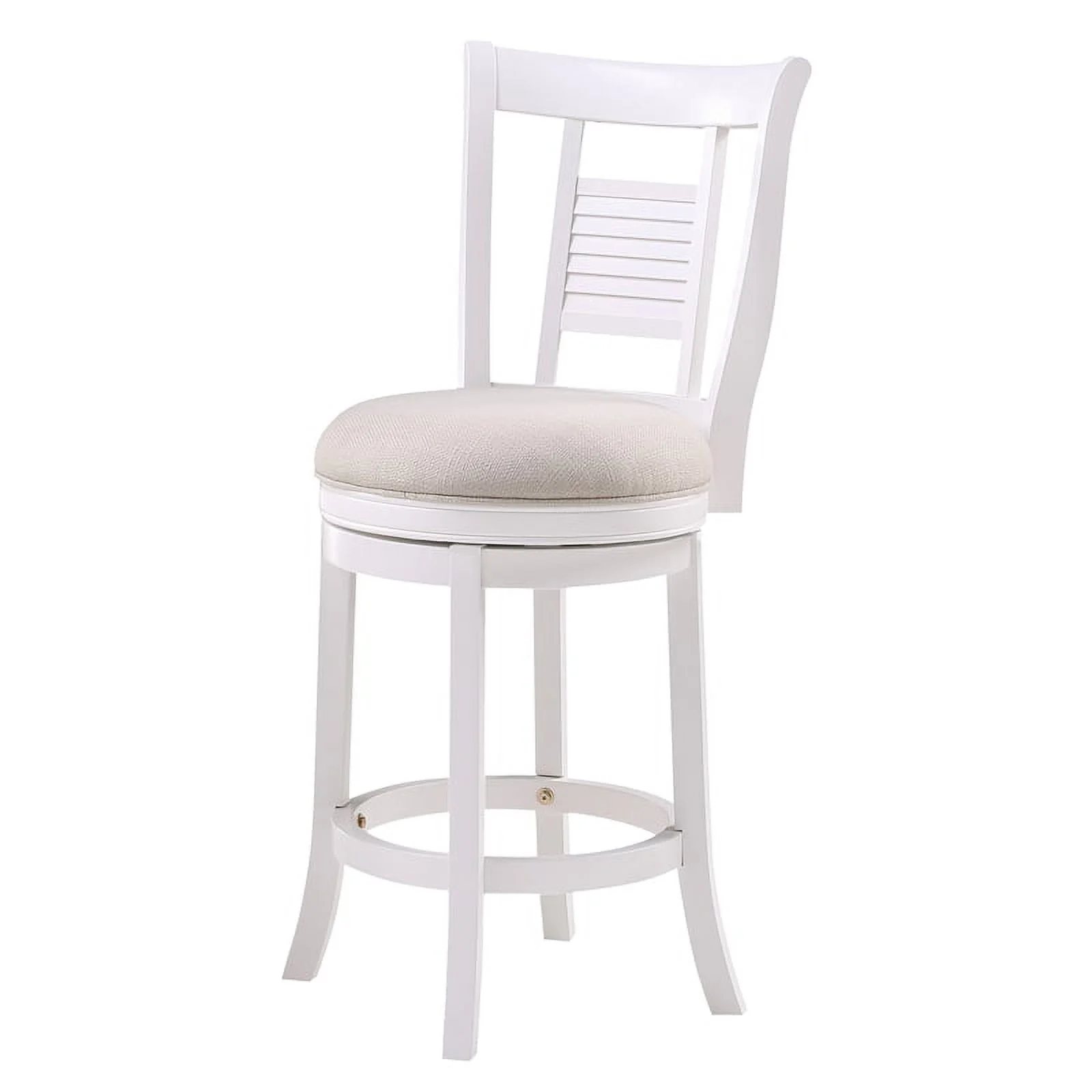 Home Square 3 Piece Upholstered Solid Wood Swivel Counter Stool Set in White - Curated Treasures Market